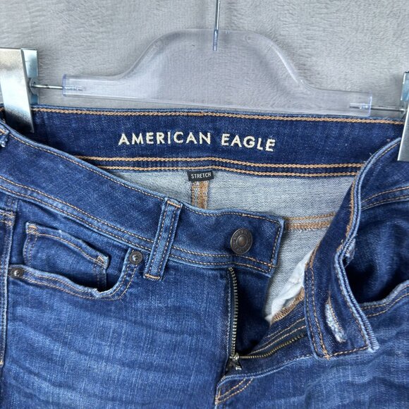 American Eagle Flare Leg Jeans Size 4 Regular Womens Stretch Medium Wash Blue - Picture 5 of 12